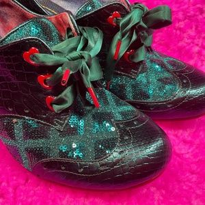 Irregular choice Cobbles teal mid heel lace up oxfords IC43, US11-12